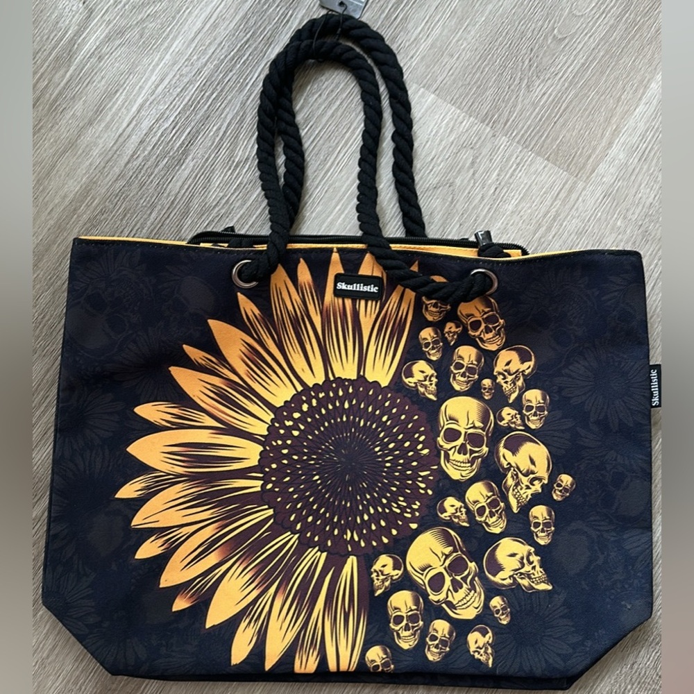 Black and Yellow Sunflower Tote Bag